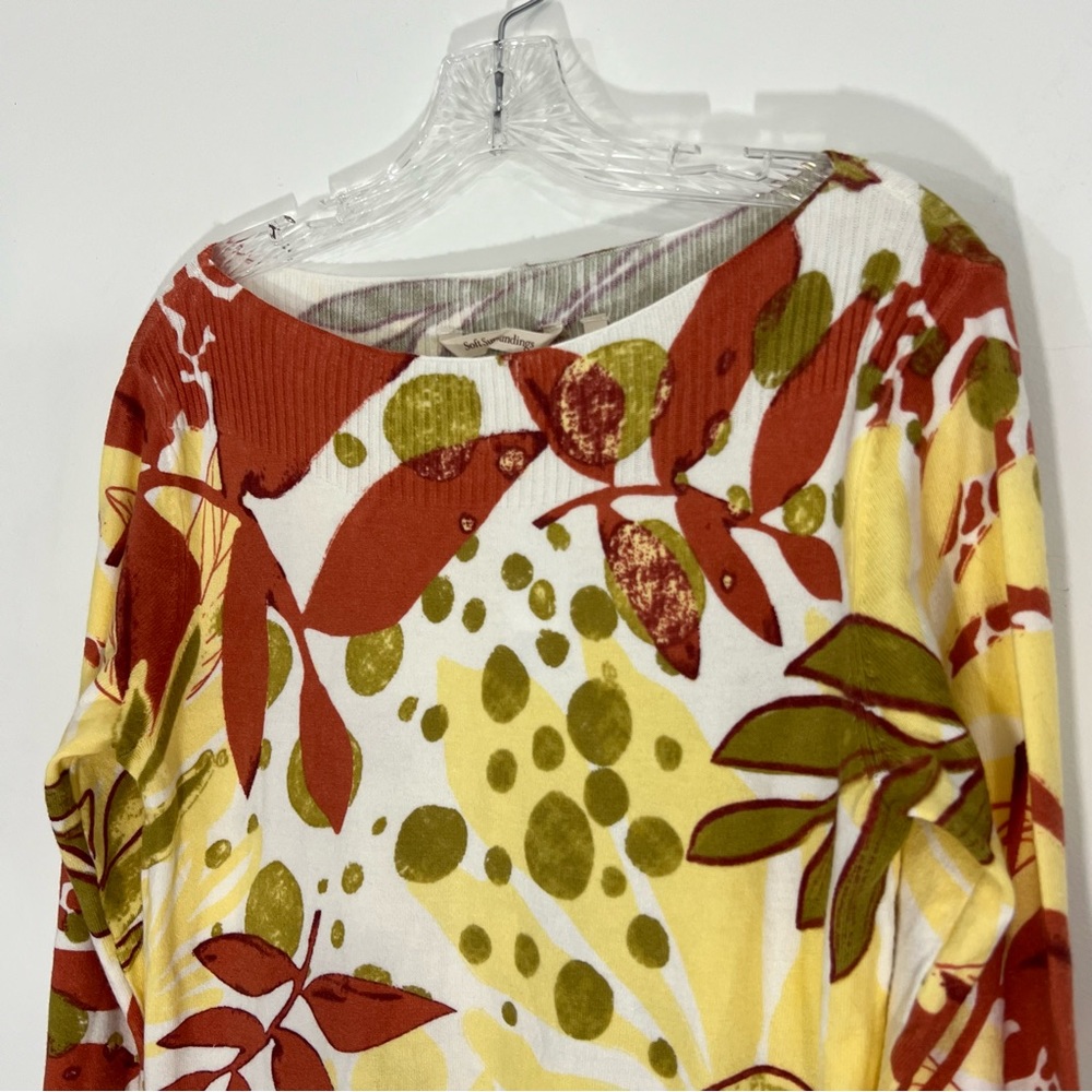 Soft Surroundings Desert Sage Sweater Size Small in Apricot Neutral Botanical - Picture 4 of 9